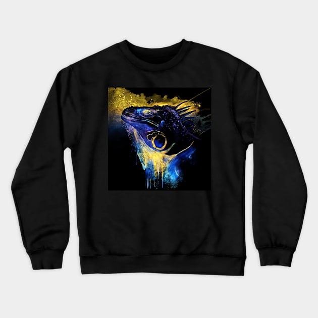 Iguana Head Reversed Colors Crewneck Sweatshirt by Marian Voicu